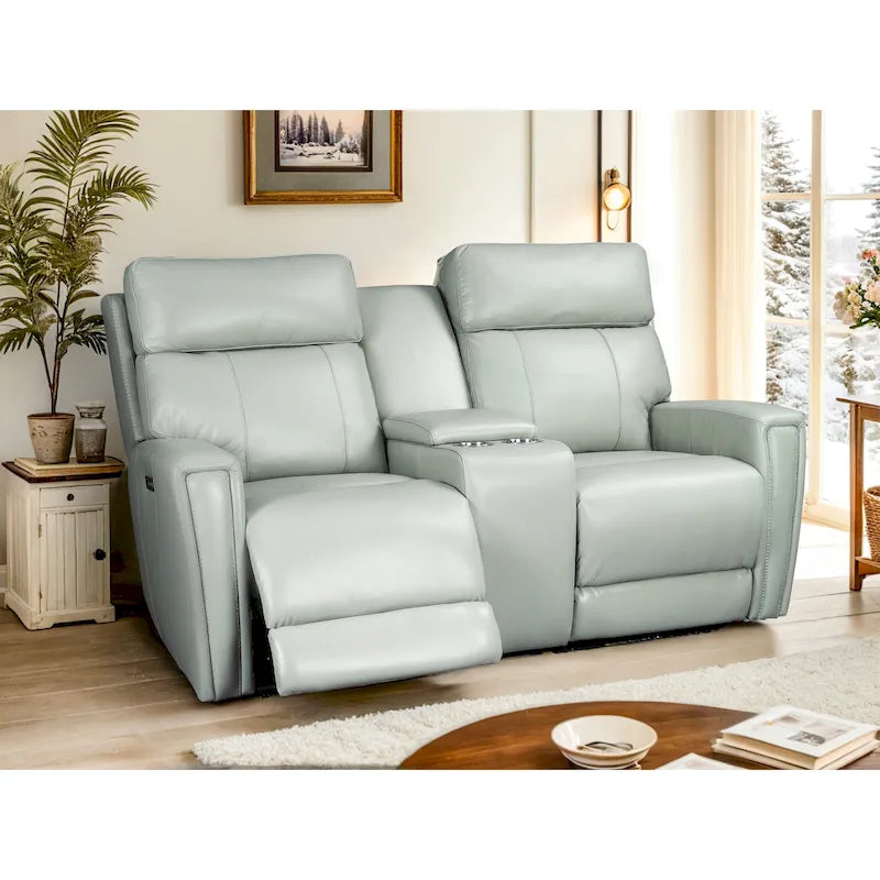 Canapé inclinable électrique biplace 71.5 en cuir zéro gravité avec appuie-tête motorisé, ports USB et USB-C