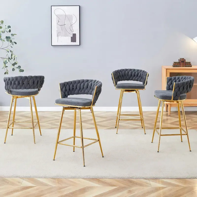 4 tabourets de bar pivotants avec coussins en lin respirant pour îlot de cuisine