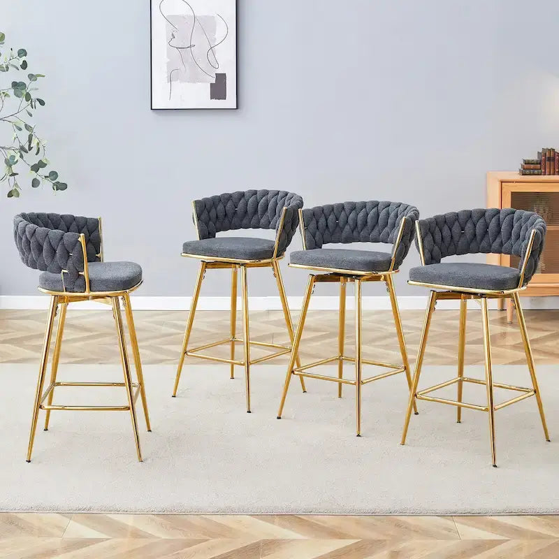 4 tabourets de bar pivotants avec coussins en lin respirant pour îlot de cuisine