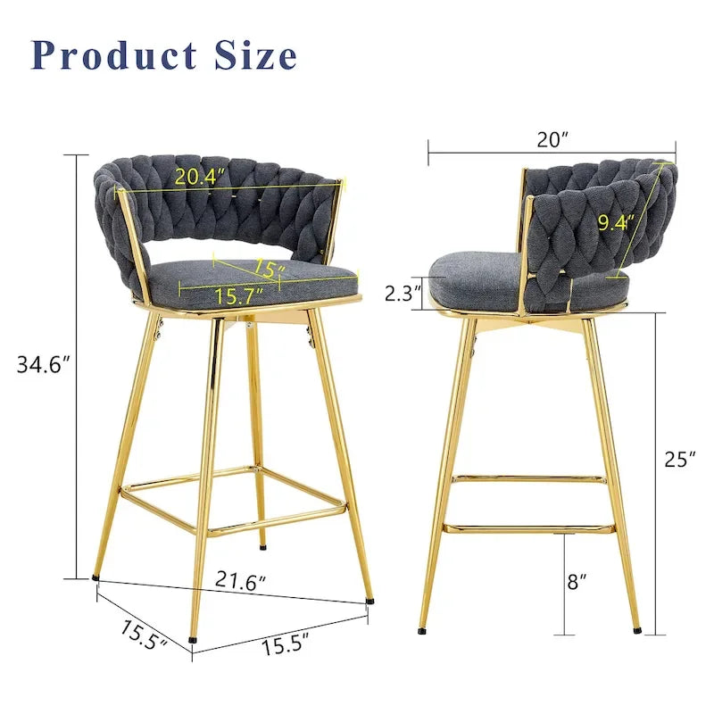 4 tabourets de bar pivotants avec coussins en lin respirant pour îlot de cuisine