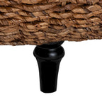Table basse en jonc de mer tressé Riau avec pieds en bois - Table de salon ronde en osier naturel