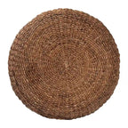Table basse en jonc de mer tressé Riau avec pieds en bois - Table de salon ronde en osier naturel
