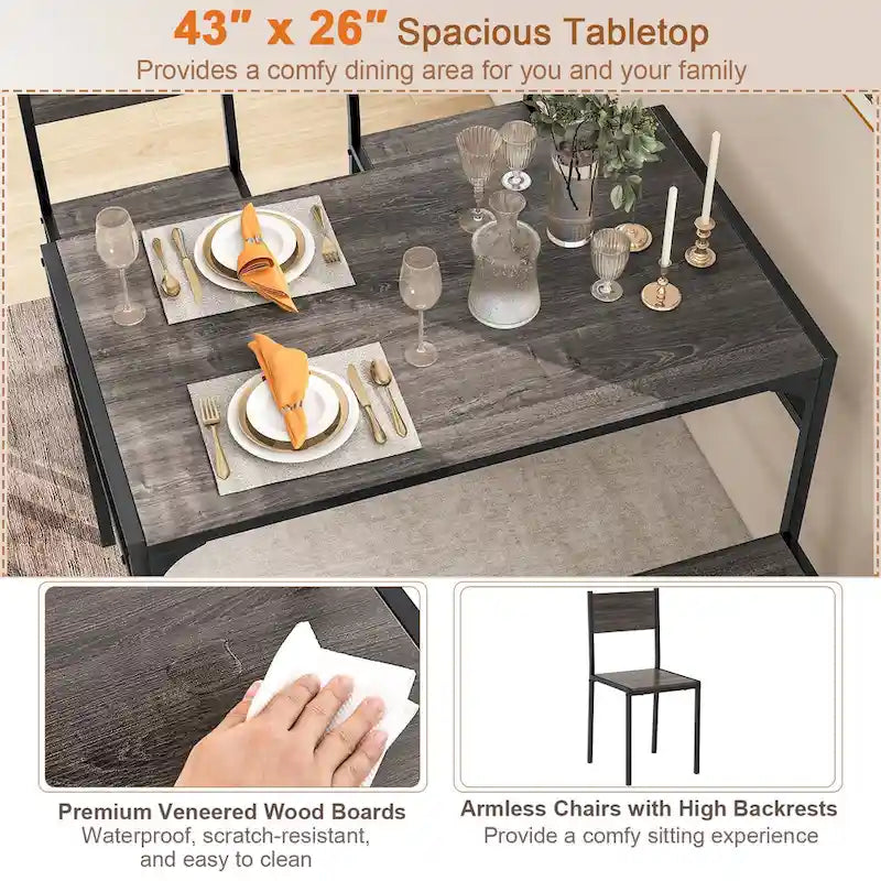 Table de salle à manger pour 4 personnes Table rectangulaire avec chaises
