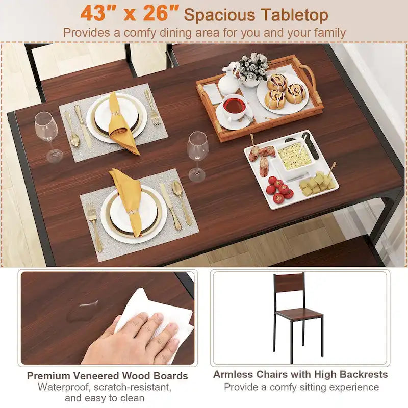 Table de salle à manger pour 4 personnes Table rectangulaire avec chaises