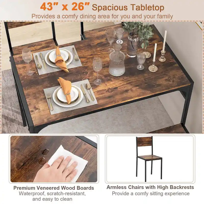 Table de salle à manger pour 4 personnes Table rectangulaire avec chaises