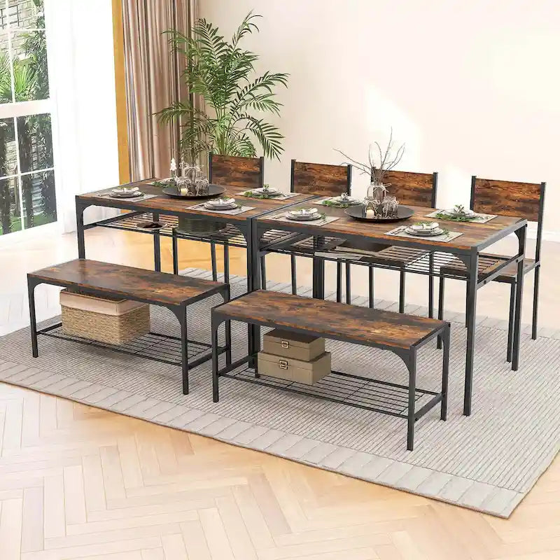 Table de salle à manger pour 4 personnes Table rectangulaire avec chaises