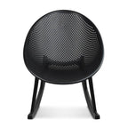 Fauteuil à bascule moderne du milieu du siècle en plastique, pieds en plastique avec siège perforé en forme d'œuf respirant pour usage intérieur/extérieur