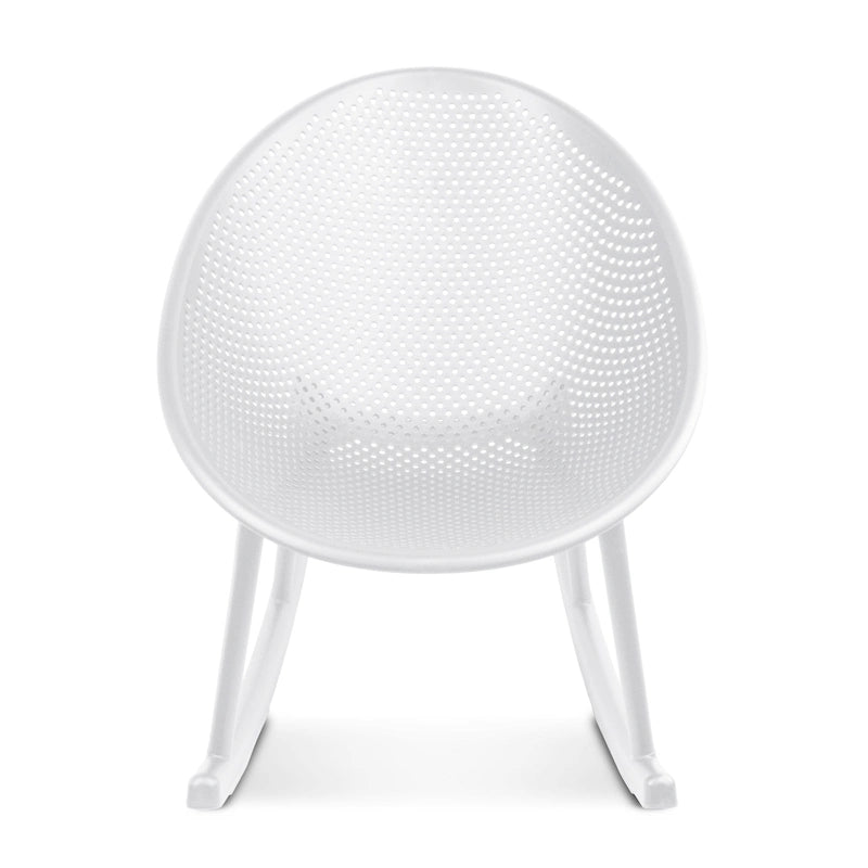 Fauteuil à bascule moderne du milieu du siècle en plastique, pieds en plastique avec siège perforé en forme d'œuf respirant pour usage intérieur/extérieur