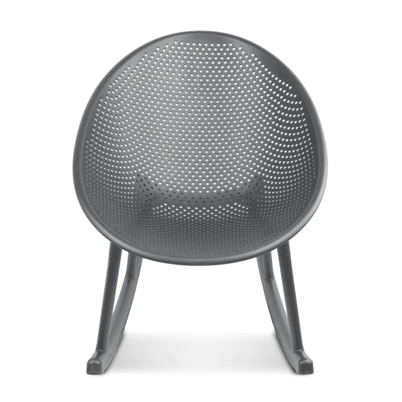Fauteuil à bascule moderne du milieu du siècle en plastique, pieds en plastique avec siège perforé en forme d'œuf respirant pour usage intérieur/extérieur
