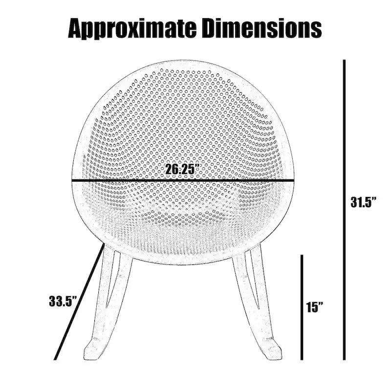 Fauteuil à bascule moderne du milieu du siècle en plastique, pieds en plastique avec siège perforé en forme d'œuf respirant pour usage intérieur/extérieur