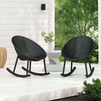 Fauteuil à bascule moderne du milieu du siècle en plastique, pieds en plastique avec siège perforé en forme d'œuf respirant pour usage intérieur/extérieur