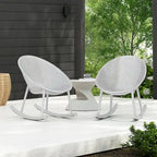 Fauteuil à bascule moderne du milieu du siècle en plastique, pieds en plastique avec siège perforé en forme d'œuf respirant pour usage intérieur/extérieur