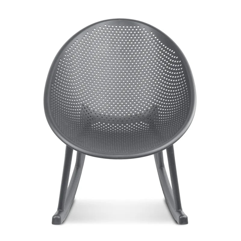 Fauteuil à bascule moderne du milieu du siècle en plastique, pieds en plastique avec siège perforé en forme d'œuf respirant pour usage intérieur/extérieur