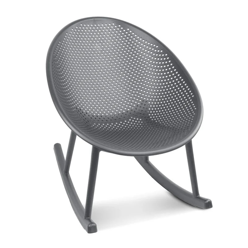 Fauteuil à bascule moderne du milieu du siècle en plastique, pieds en plastique avec siège perforé en forme d'œuf respirant pour usage intérieur/extérieur