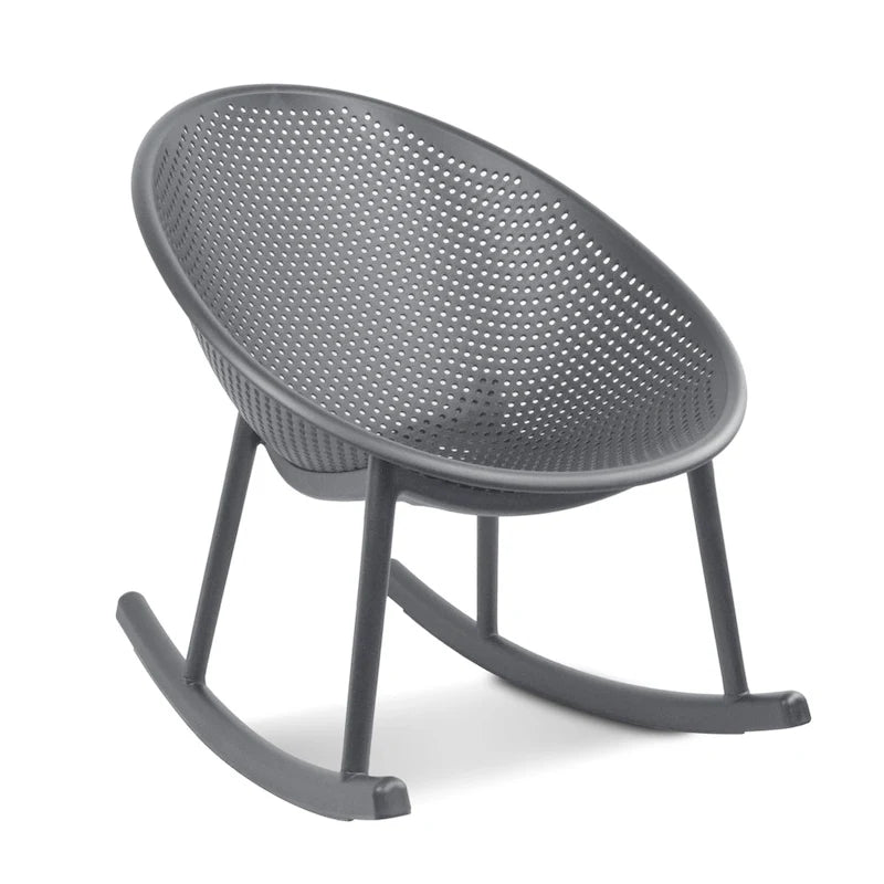 Fauteuil à bascule moderne du milieu du siècle en plastique, pieds en plastique avec siège perforé en forme d'œuf respirant pour usage intérieur/extérieur
