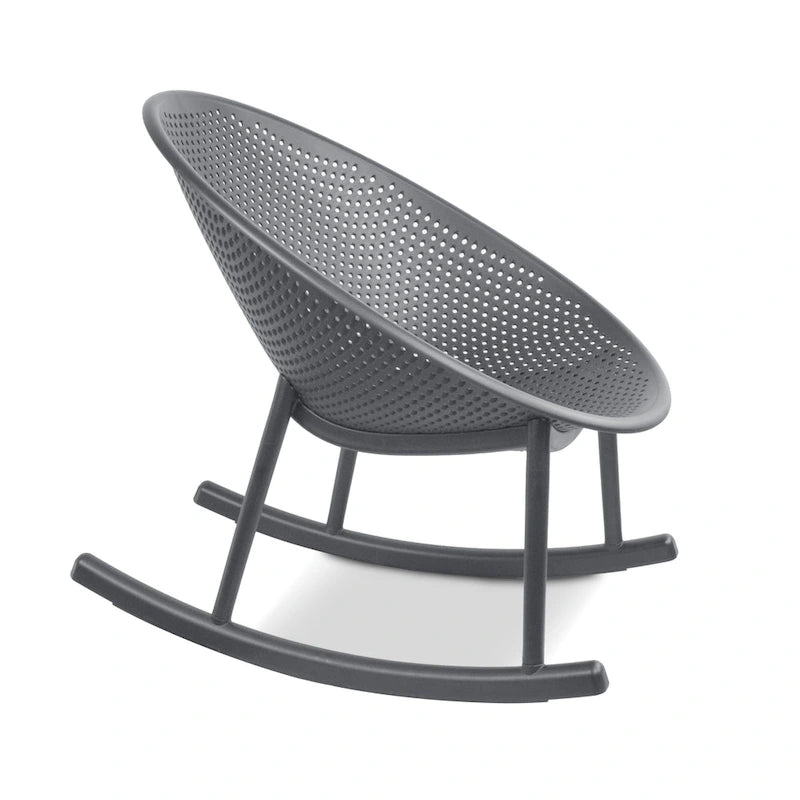 Fauteuil à bascule moderne du milieu du siècle en plastique, pieds en plastique avec siège perforé en forme d'œuf respirant pour usage intérieur/extérieur