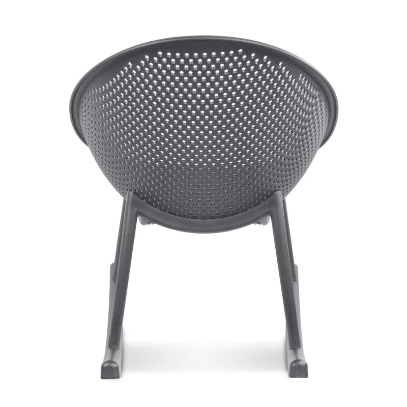 Fauteuil à bascule moderne du milieu du siècle en plastique, pieds en plastique avec siège perforé en forme d'œuf respirant pour usage intérieur/extérieur