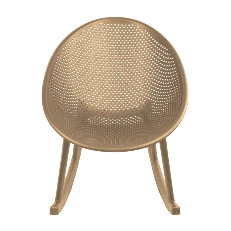 Fauteuil à bascule moderne du milieu du siècle en plastique, pieds en plastique avec siège perforé en forme d'œuf respirant pour usage intérieur/extérieur