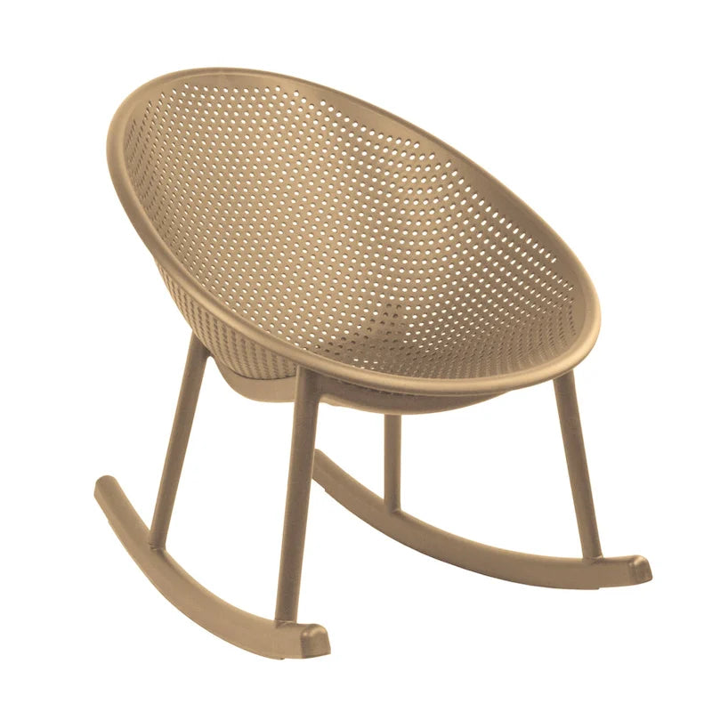Fauteuil à bascule moderne du milieu du siècle en plastique, pieds en plastique avec siège perforé en forme d'œuf respirant pour usage intérieur/extérieur
