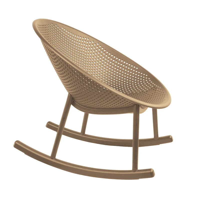 Fauteuil à bascule moderne du milieu du siècle en plastique, pieds en plastique avec siège perforé en forme d'œuf respirant pour usage intérieur/extérieur