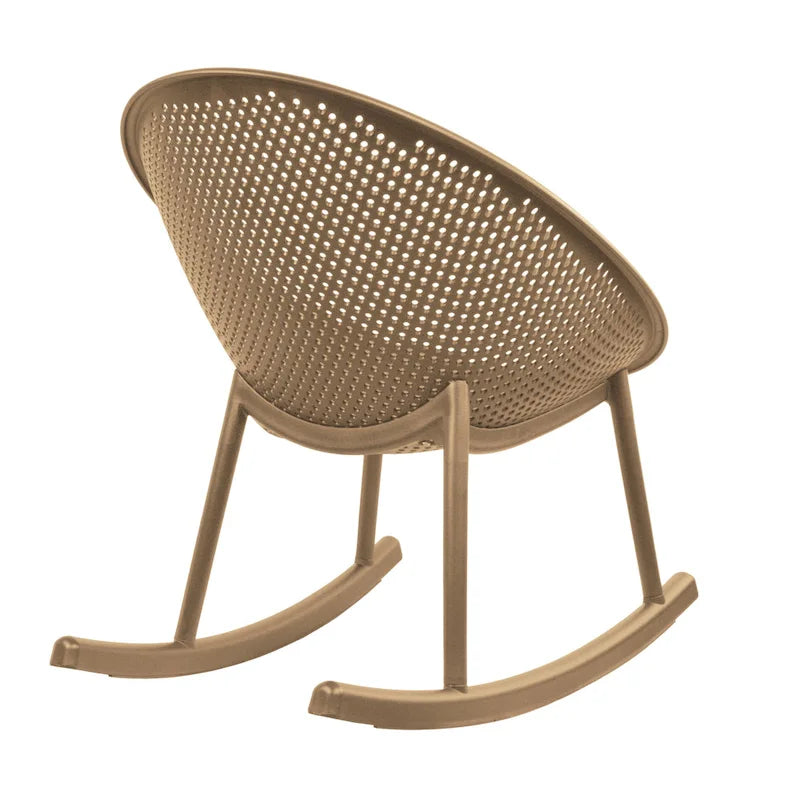 Fauteuil à bascule moderne du milieu du siècle en plastique, pieds en plastique avec siège perforé en forme d'œuf respirant pour usage intérieur/extérieur