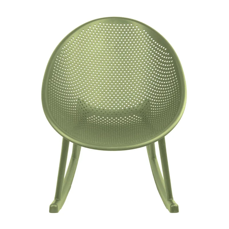 Fauteuil à bascule moderne du milieu du siècle en plastique, pieds en plastique avec siège perforé en forme d'œuf respirant pour usage intérieur/extérieur