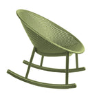 Fauteuil à bascule moderne du milieu du siècle en plastique, pieds en plastique avec siège perforé en forme d'œuf respirant pour usage intérieur/extérieur