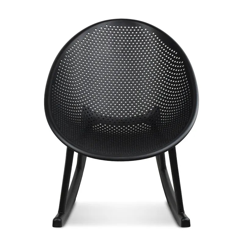 Fauteuil à bascule moderne du milieu du siècle en plastique, pieds en plastique avec siège perforé en forme d'œuf respirant pour usage intérieur/extérieur