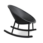 Fauteuil à bascule moderne du milieu du siècle en plastique, pieds en plastique avec siège perforé en forme d'œuf respirant pour usage intérieur/extérieur
