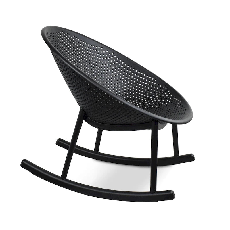 Fauteuil à bascule moderne du milieu du siècle en plastique, pieds en plastique avec siège perforé en forme d'œuf respirant pour usage intérieur/extérieur