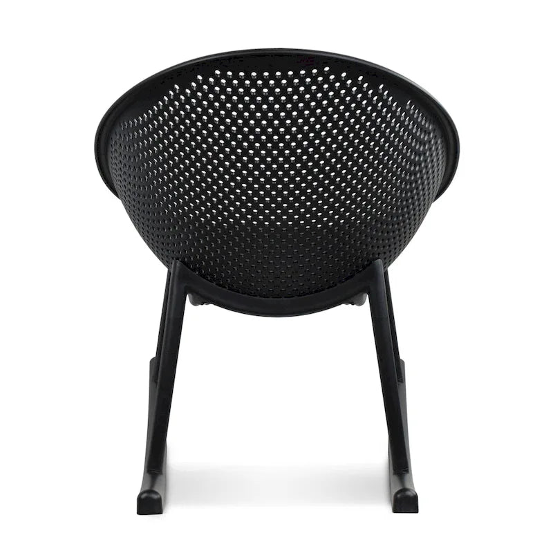 Fauteuil à bascule moderne du milieu du siècle en plastique, pieds en plastique avec siège perforé en forme d'œuf respirant pour usage intérieur/extérieur