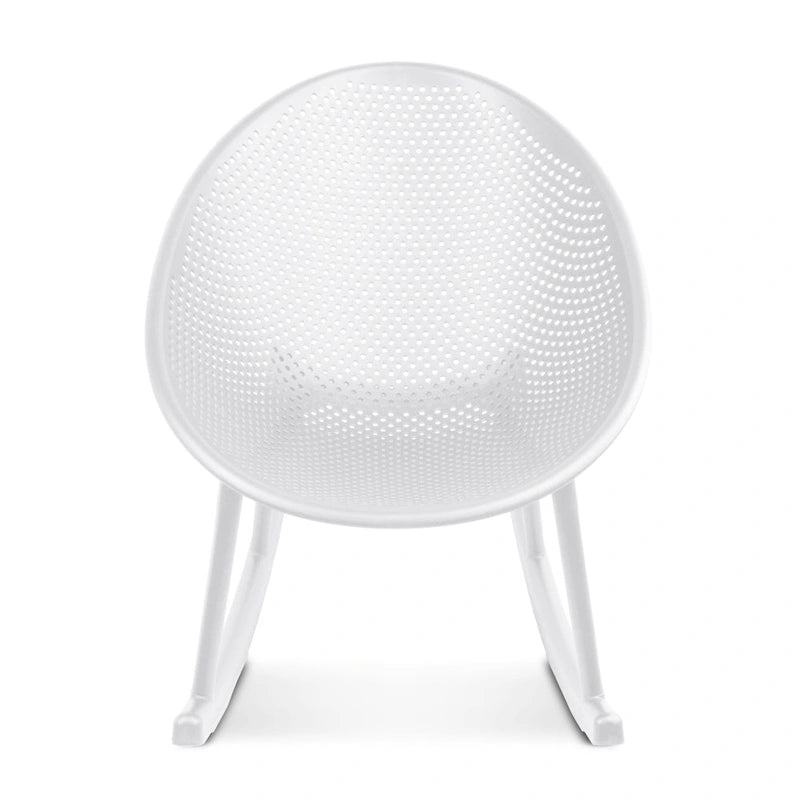 Fauteuil à bascule moderne du milieu du siècle en plastique, pieds en plastique avec siège perforé en forme d'œuf respirant pour usage intérieur/extérieur