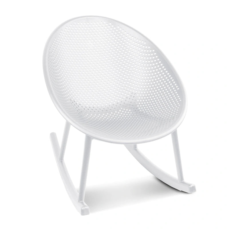 Fauteuil à bascule moderne du milieu du siècle en plastique, pieds en plastique avec siège perforé en forme d'œuf respirant pour usage intérieur/extérieur