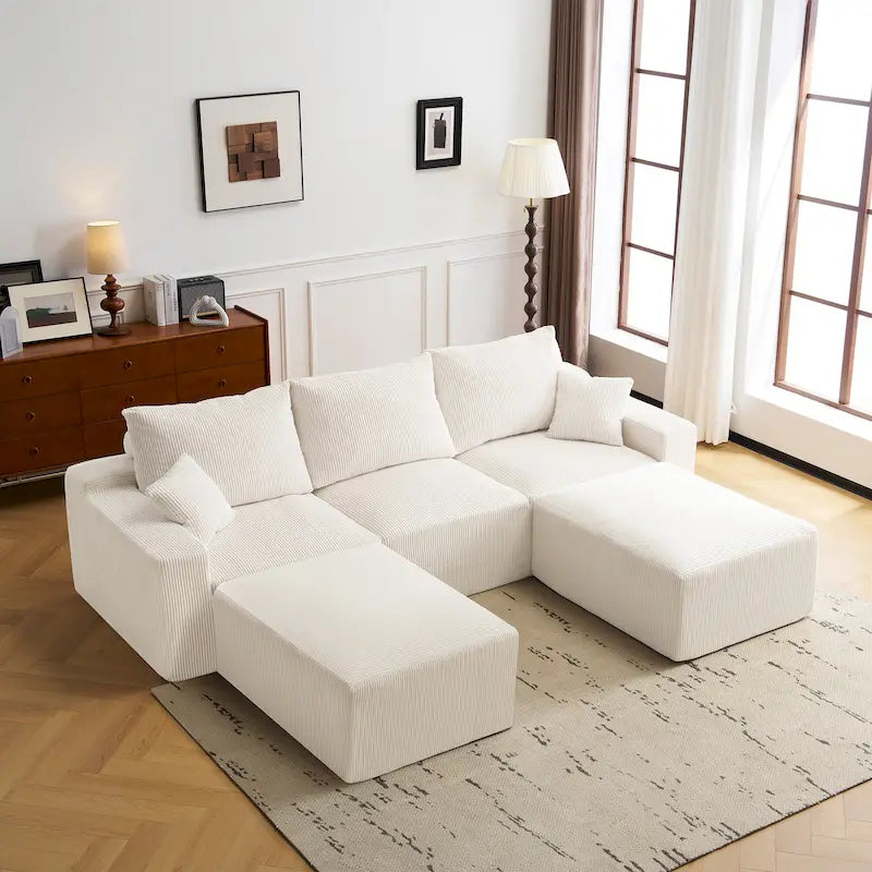 Canapé d'angle modulable Olivia Morgan ultra-doux de 279 cm en forme de L « Nuage » sans assemblage et confort de compression totale