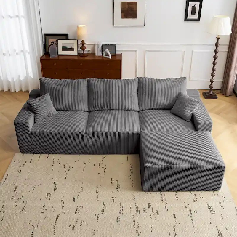 Canapé d'angle modulable Olivia Morgan ultra-doux de 279 cm en forme de L « Nuage » sans assemblage et confort de compression totale