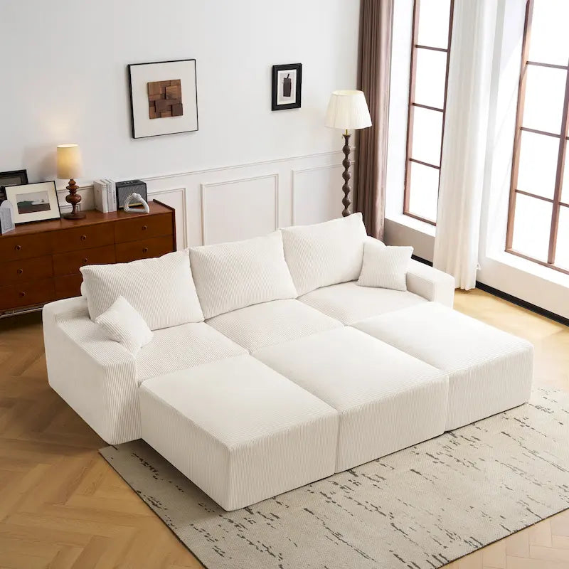 Canapé d'angle modulable Olivia Morgan ultra-doux de 279 cm en forme de L « Nuage » sans assemblage et confort de compression totale