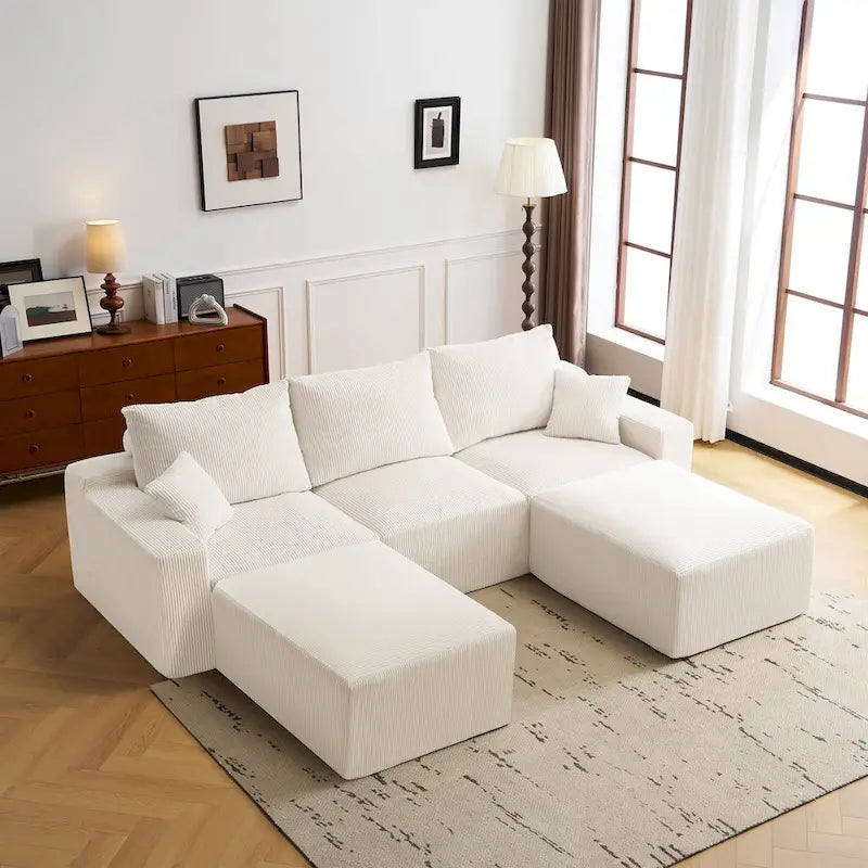 Canapé d'angle modulable Olivia Morgan ultra-doux de 279 cm en forme de L « Nuage » sans assemblage et confort de compression totale