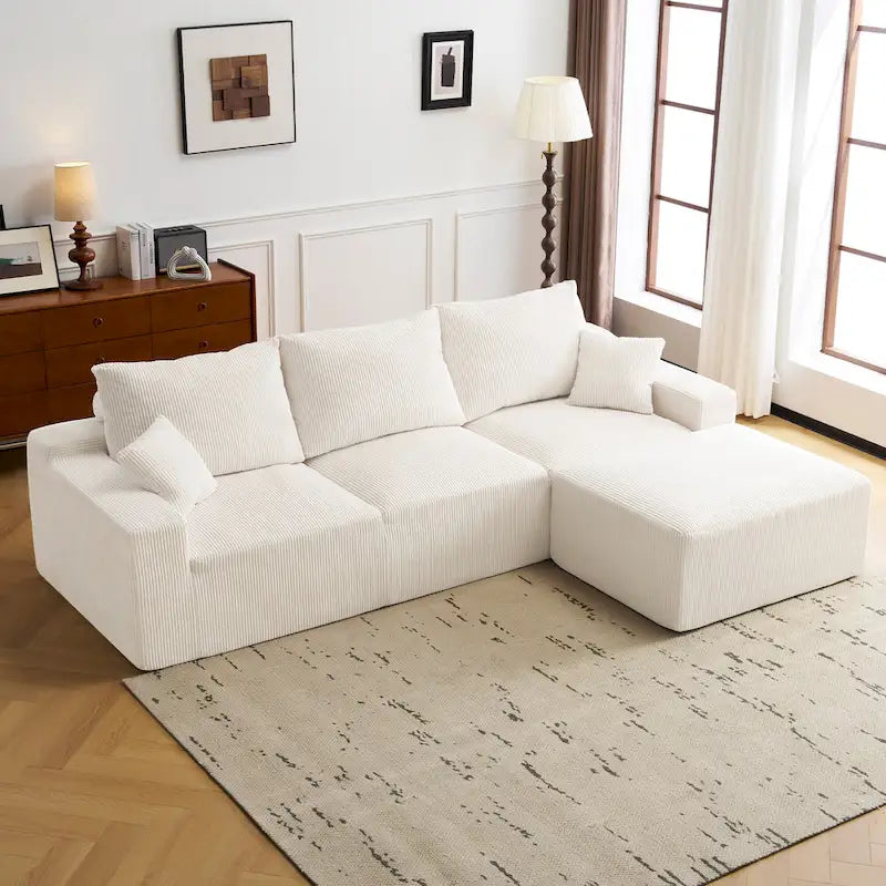 Canapé d'angle modulable Olivia Morgan ultra-doux de 279 cm en forme de L « Nuage » sans assemblage et confort de compression totale