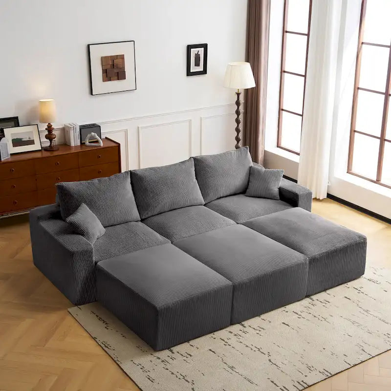 Canapé d'angle modulable Olivia Morgan ultra-doux de 279 cm en forme de L « Nuage » sans assemblage et confort de compression totale