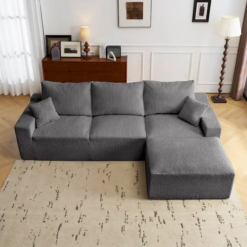 Canapé d'angle modulable Olivia Morgan ultra-doux de 279 cm en forme de L « Nuage » sans assemblage et confort de compression totale