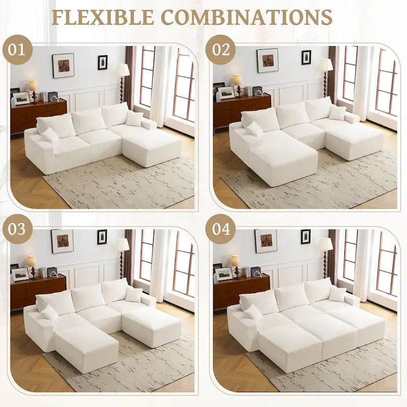 Canapé d'angle modulable Olivia Morgan ultra-doux de 279 cm en forme de L « Nuage » sans assemblage et confort de compression totale
