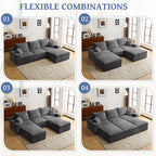 Canapé d'angle modulable Olivia Morgan ultra-doux de 279 cm en forme de L « Nuage » sans assemblage et confort de compression totale