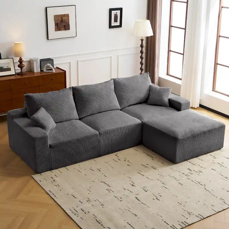 Canapé d'angle modulable Olivia Morgan ultra-doux de 279 cm en forme de L « Nuage » sans assemblage et confort de compression totale