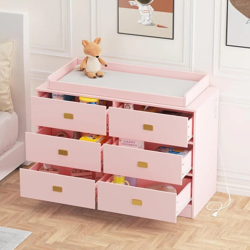 Commode de chambre à 6 tiroirs avec table à langer