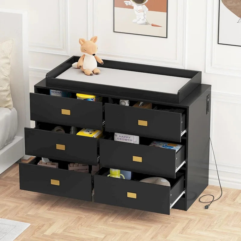 Commode de chambre à 6 tiroirs avec table à langer