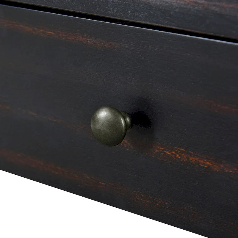 Console d'entrée incurvée en bois avec rangement, 2 tiroirs, rustique