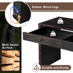 Console d'entrée incurvée en bois avec rangement, 2 tiroirs, rustique
