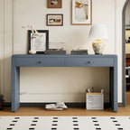 Console d'entrée incurvée en bois avec rangement, 2 tiroirs, rustique