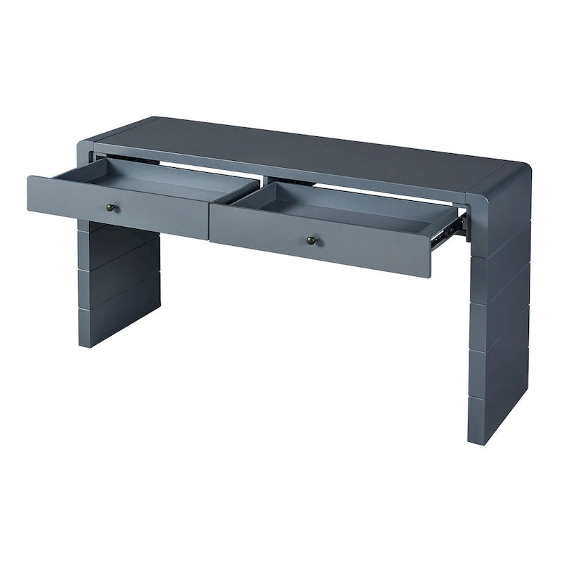 Console d'entrée incurvée en bois avec rangement, 2 tiroirs, rustique