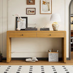Console d'entrée incurvée en bois avec rangement, 2 tiroirs, rustique